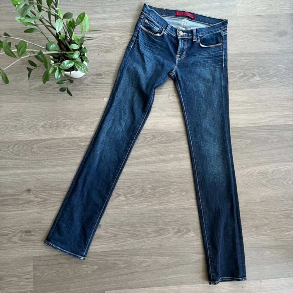 J Brand Dark Blue Low Rise Cigarette Jeans